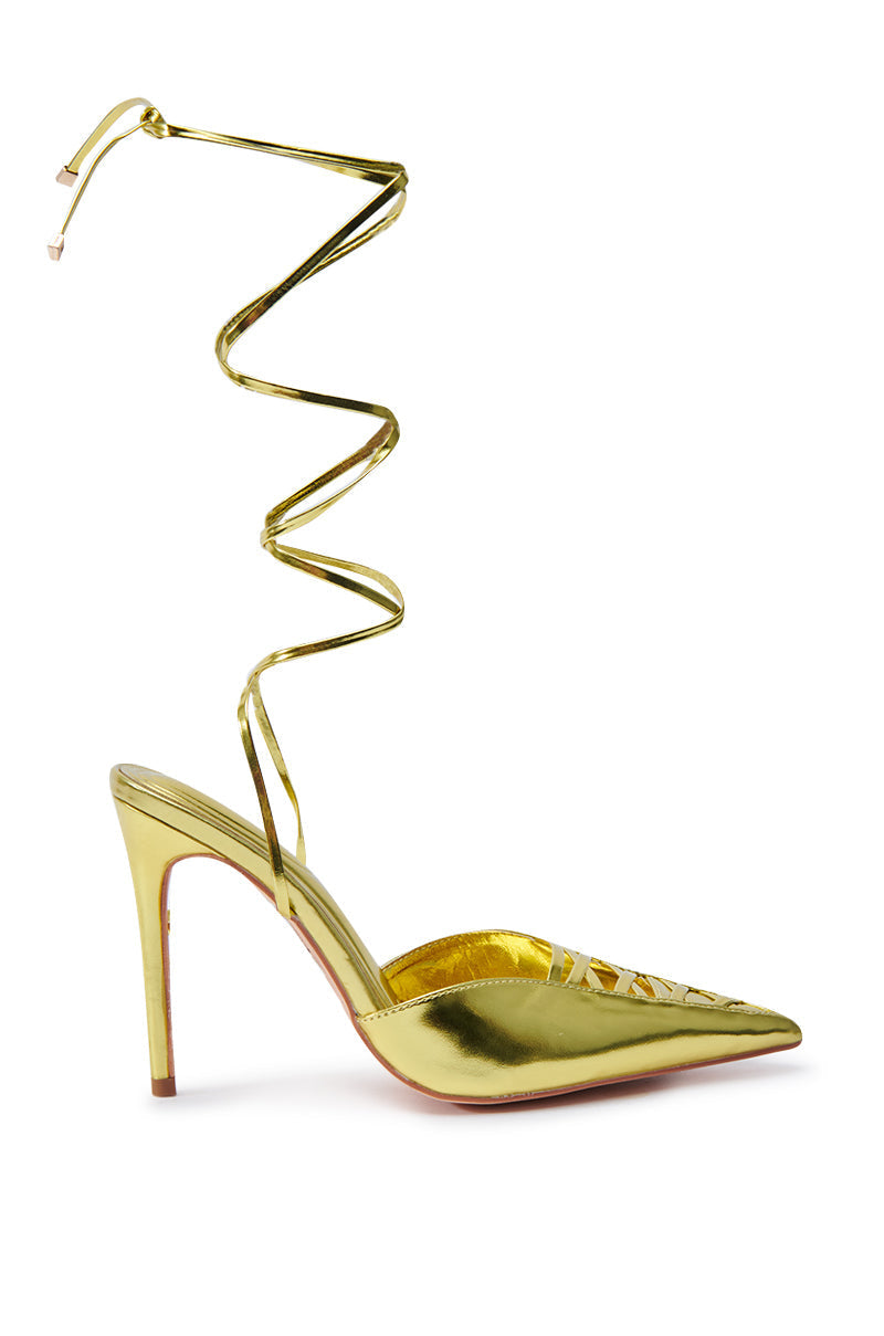AZALEA WANG FRIDLI YELLOW LACE UP PUMP