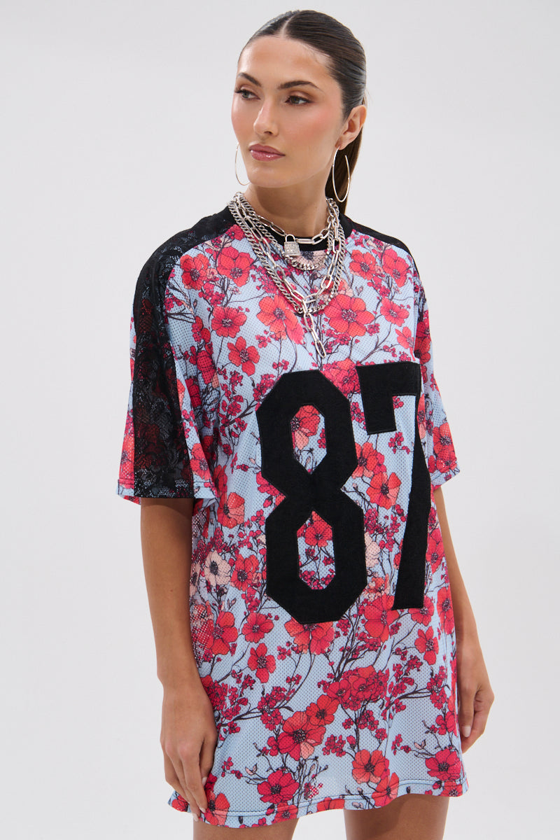 POPPIN POPPIES LACE JERSEY DRESS
