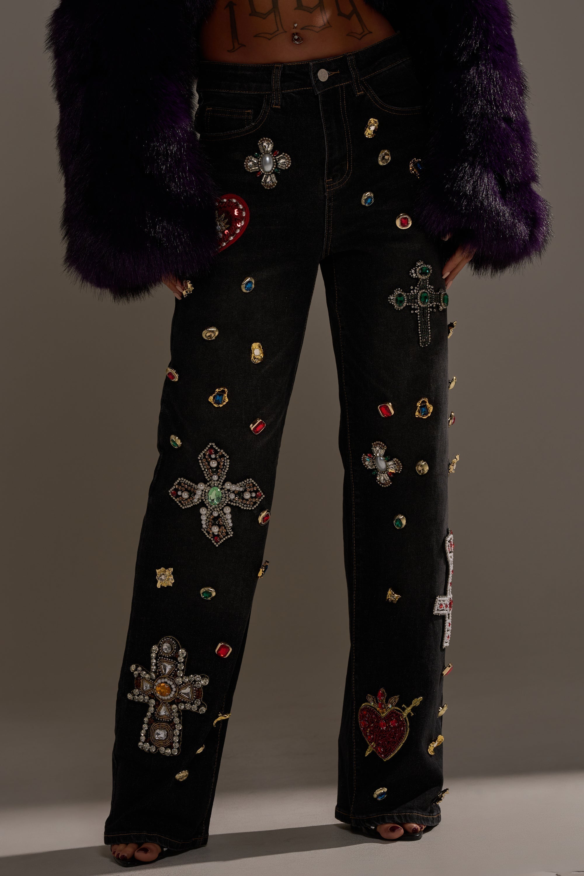 FEELING EXTRA BLESSED EMBELLISHED DENIM