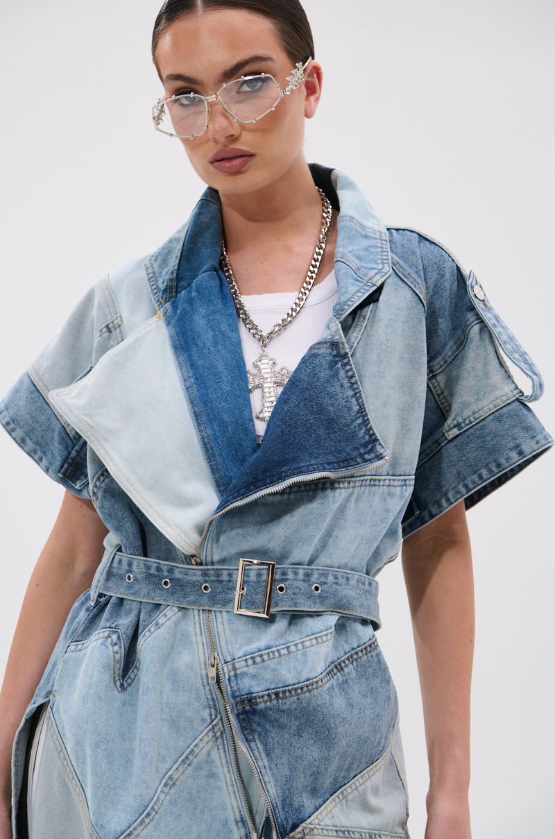 ESTELLE PATCHWORK DENIM VEST