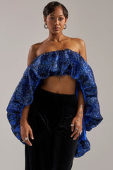 MELANI OFF THE SHOULDER HI-LOW BROCADE BLOUSE