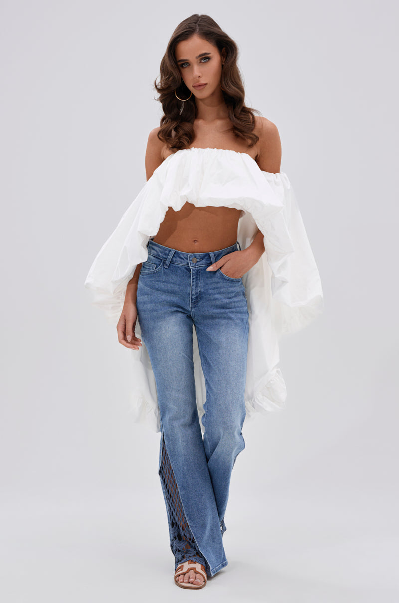 MELANI OFF THE SHOULDER HIGH LOW BLOUSE
