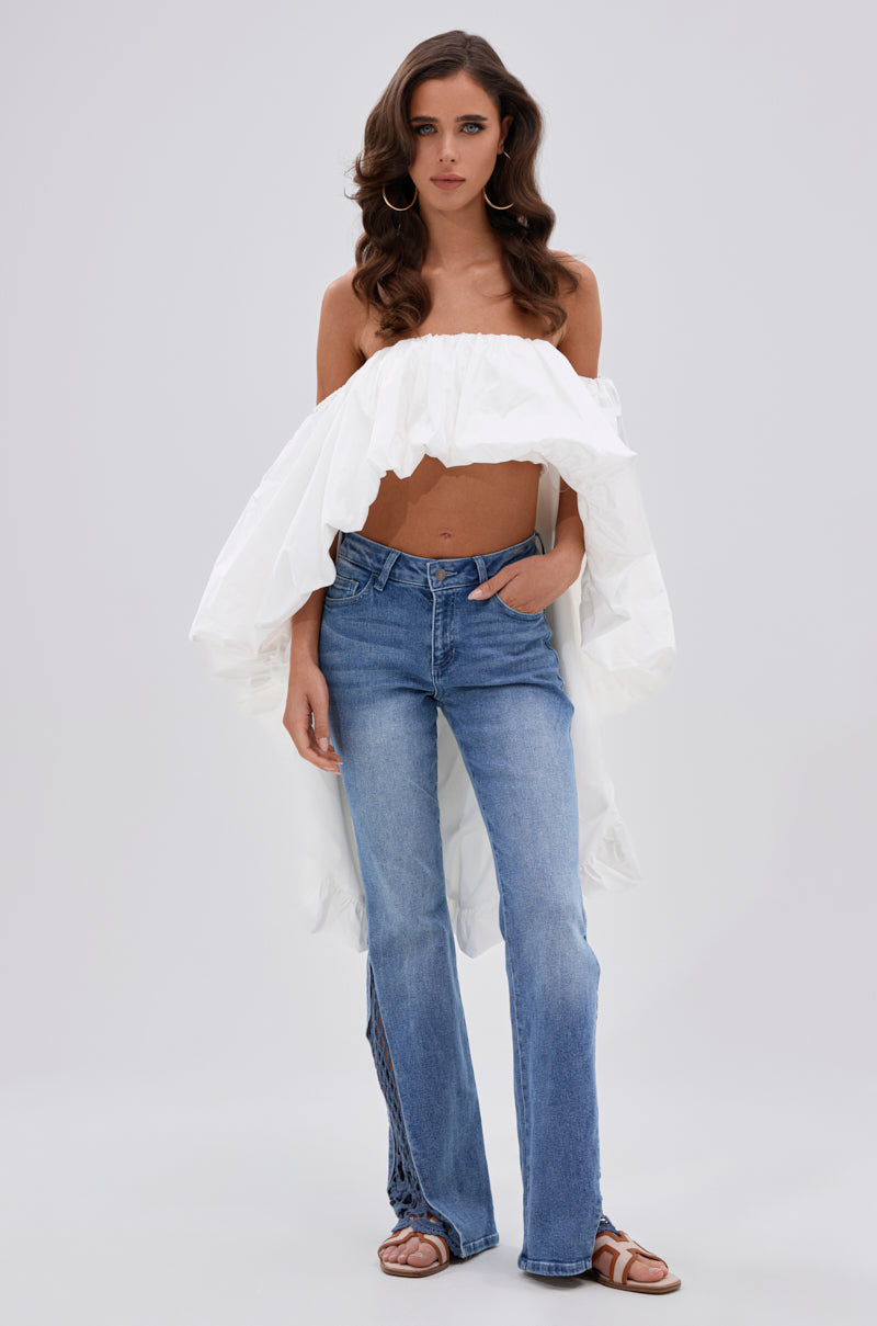 MELANI OFF THE SHOULDER HIGH LOW BLOUSE