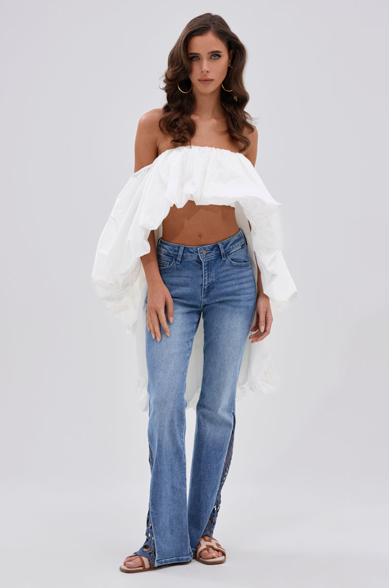 MELANI OFF THE SHOULDER HIGH LOW BLOUSE