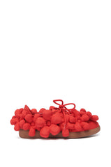 AZALEA WANG GREYI RED PUFF FLORAL FLAT SNEAKER