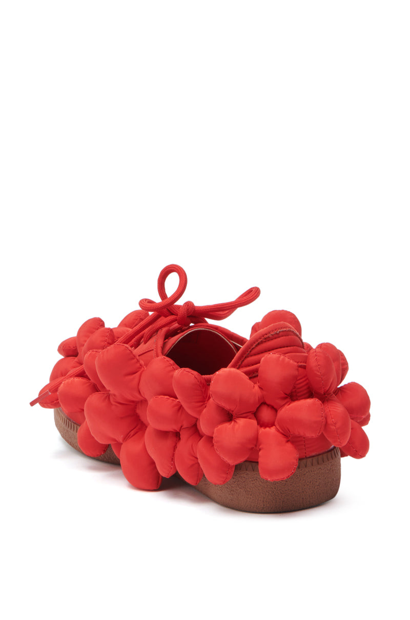 AZALEA WANG GREYI RED PUFF FLORAL FLAT SNEAKER