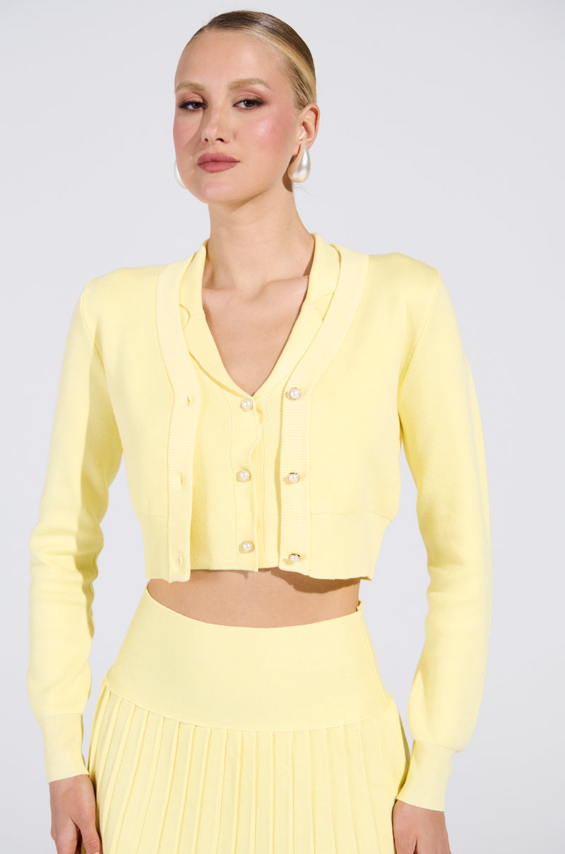 LEMONY EMILY CROPPED LIGHT WEIGHT CARDIGAN IN YELLOW