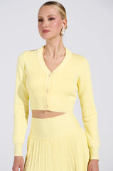 LEMONY EMILY CROPPED LIGHT WEIGHT CARDIGAN IN YELLOW