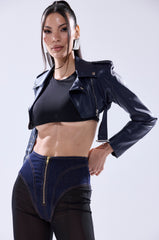 HARLEY LUXE ULTRA CROP MOTO IN NAVY