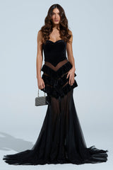 LIGHTS AND ACTION MAXI DRESS IN BLACK