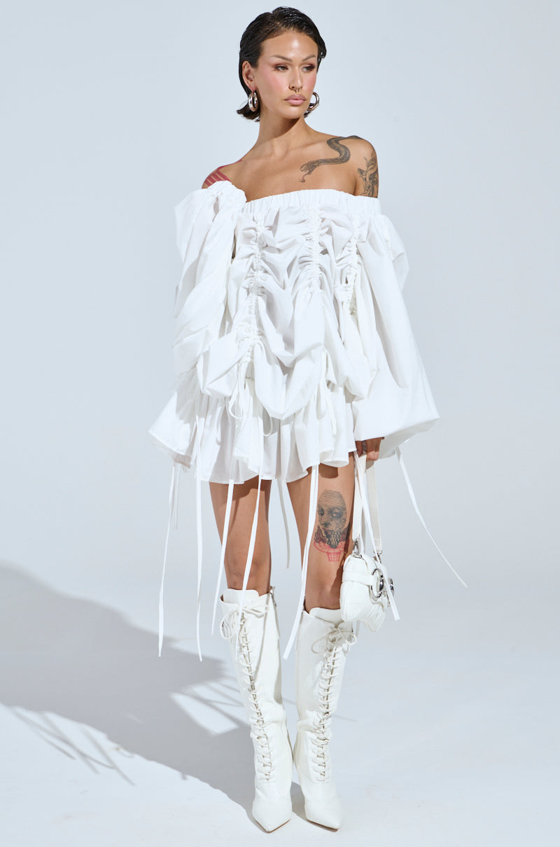 FREE AS CAN BE MINI DRESS IN WHITE