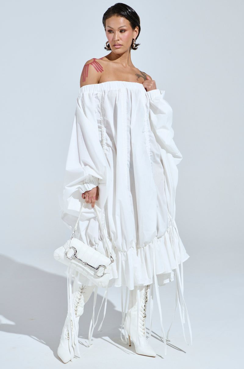 FREE AS CAN BE MINI DRESS IN WHITE