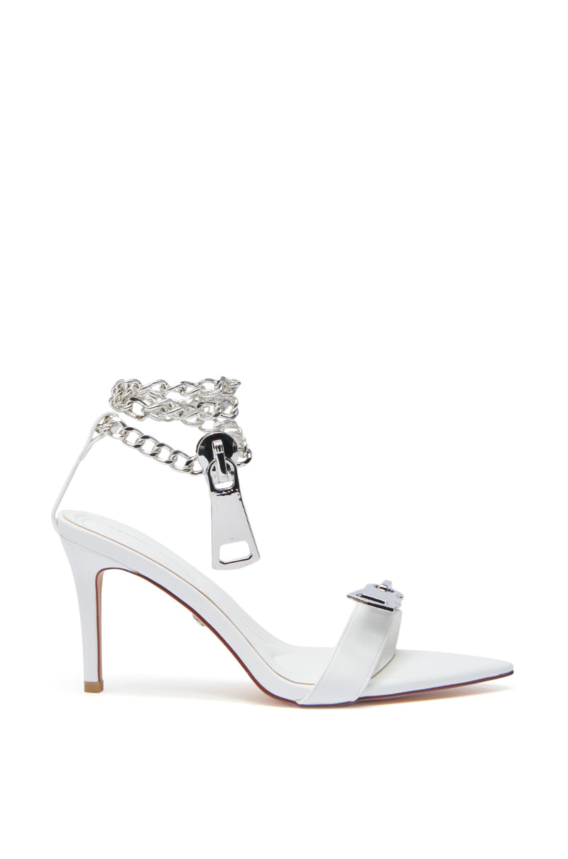 AZALEA WANG HORUS WHITE ZIPPER EMBELLISHMENT SANDAL