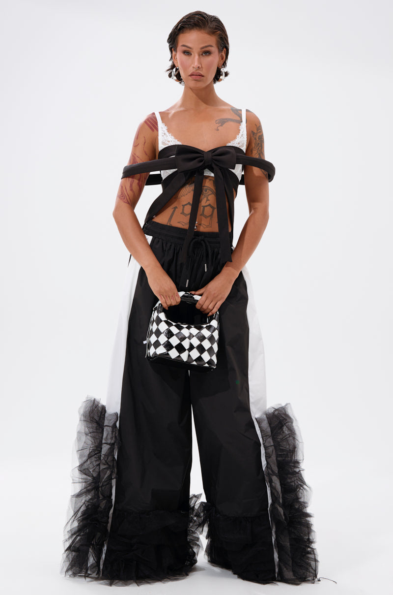 FEELING LIKE A BOSS TRACK PANT WITH TULLE TRIM
