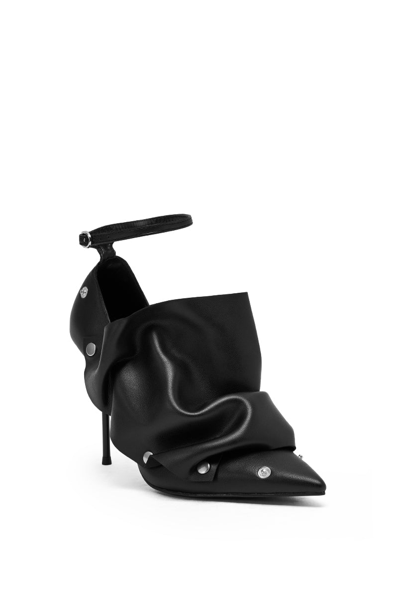 AZALEA WANG IMOGALE BLACK SILVER HARDWARE STILETTO PUMP