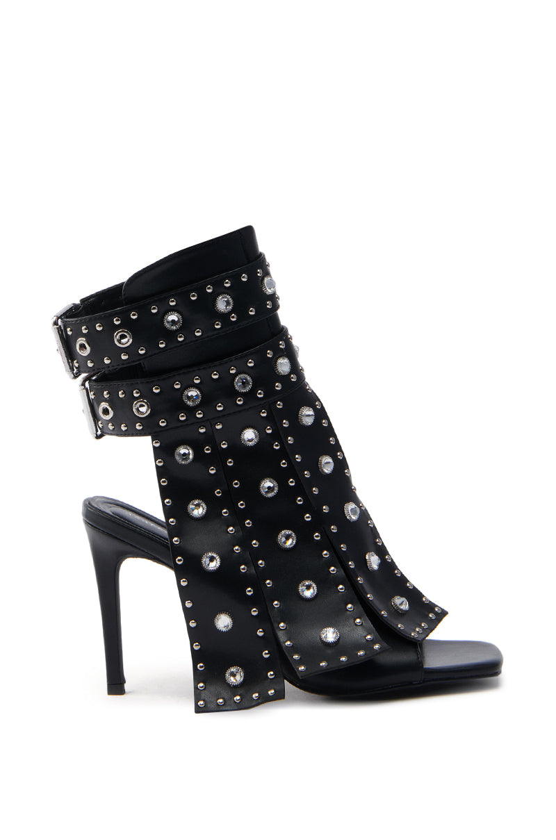 AZALEA WANG IRELYN BLACK EMBELLISHED SANDAL
