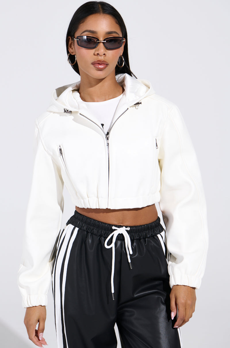 DEX HOODED BOMBER IN WHITE