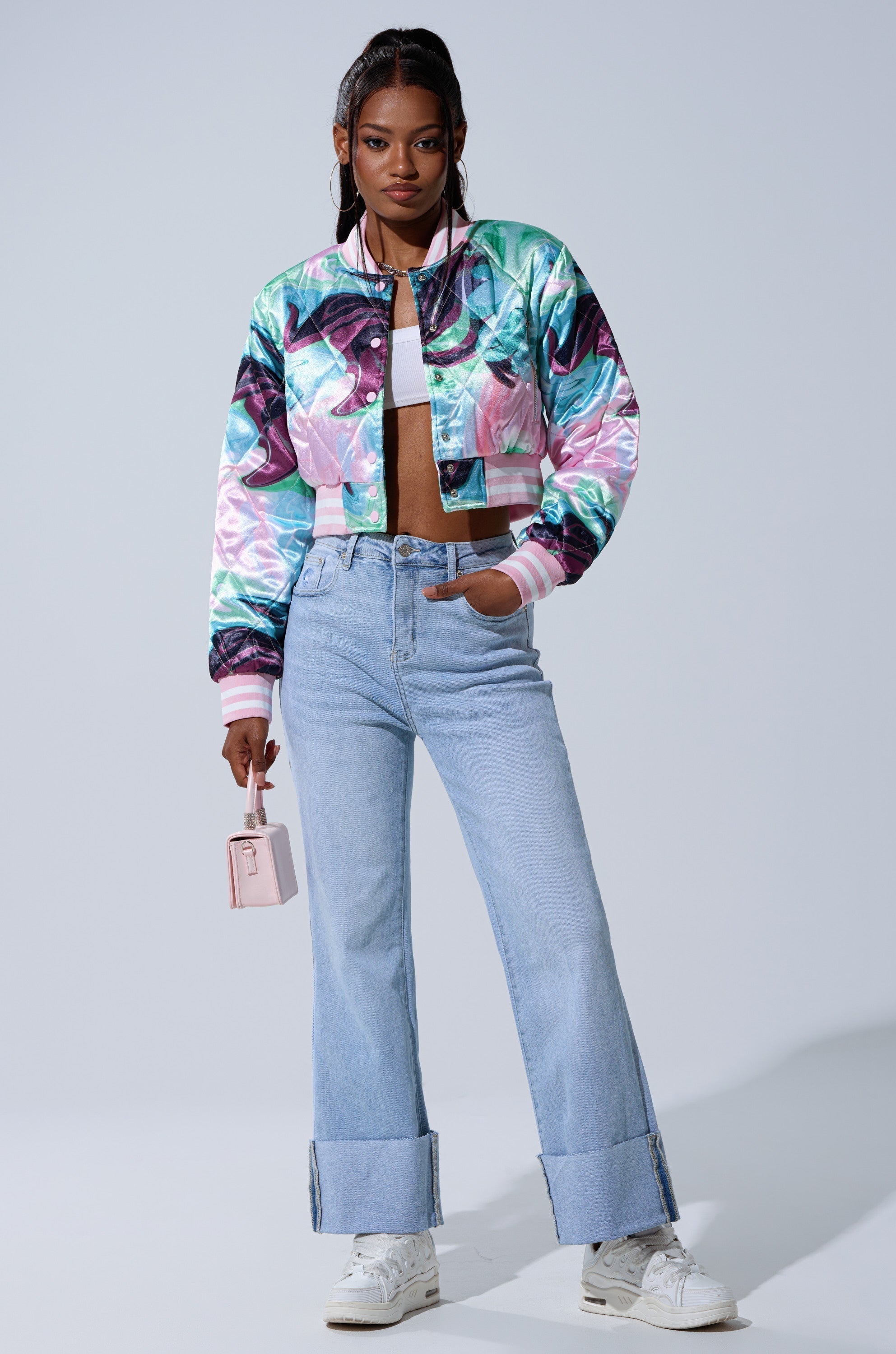 HEART TO HEART SATIN BOMBER