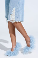 AZALEA WANG JAMEELA BABY BLUE FUR HEEL