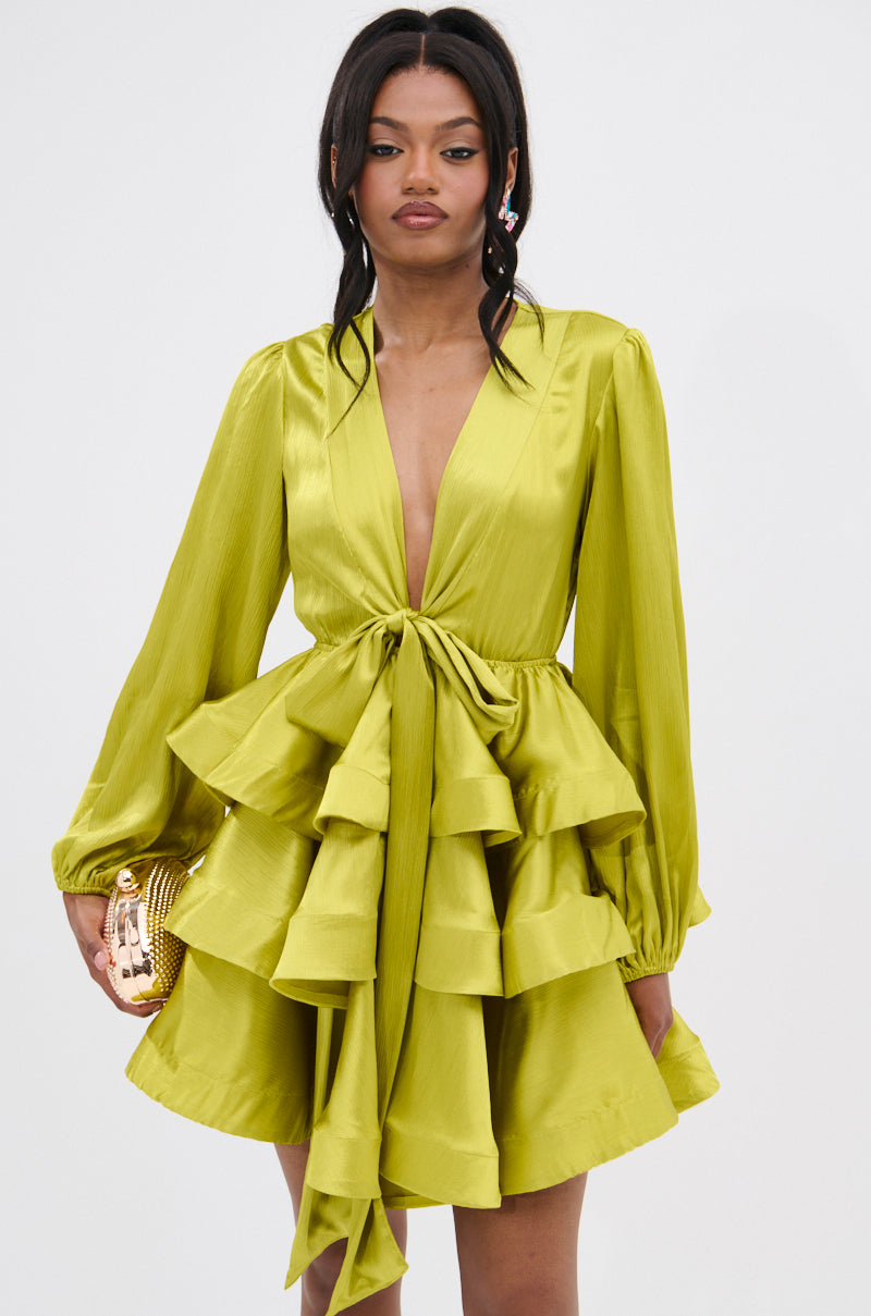 ARIANA SATIN RUFFLED MINI DRESS