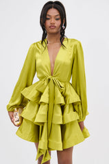 ARIANA SATIN RUFFLED MINI DRESS