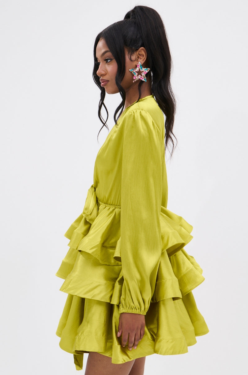 ARIANA SATIN RUFFLED MINI DRESS