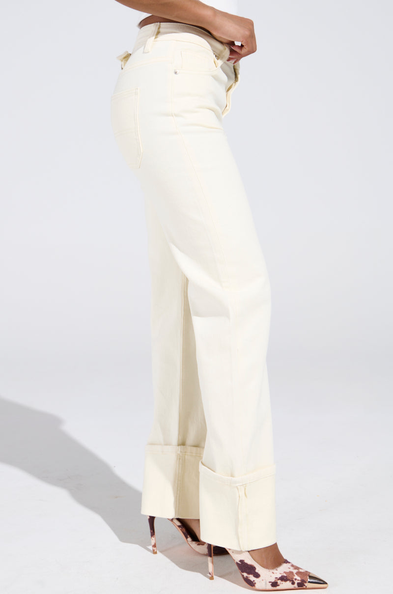 JUST GO WITH IT IVORY DENIM PANT