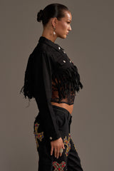 MAIN SQUEEZE CROPPED DENIM JACKET