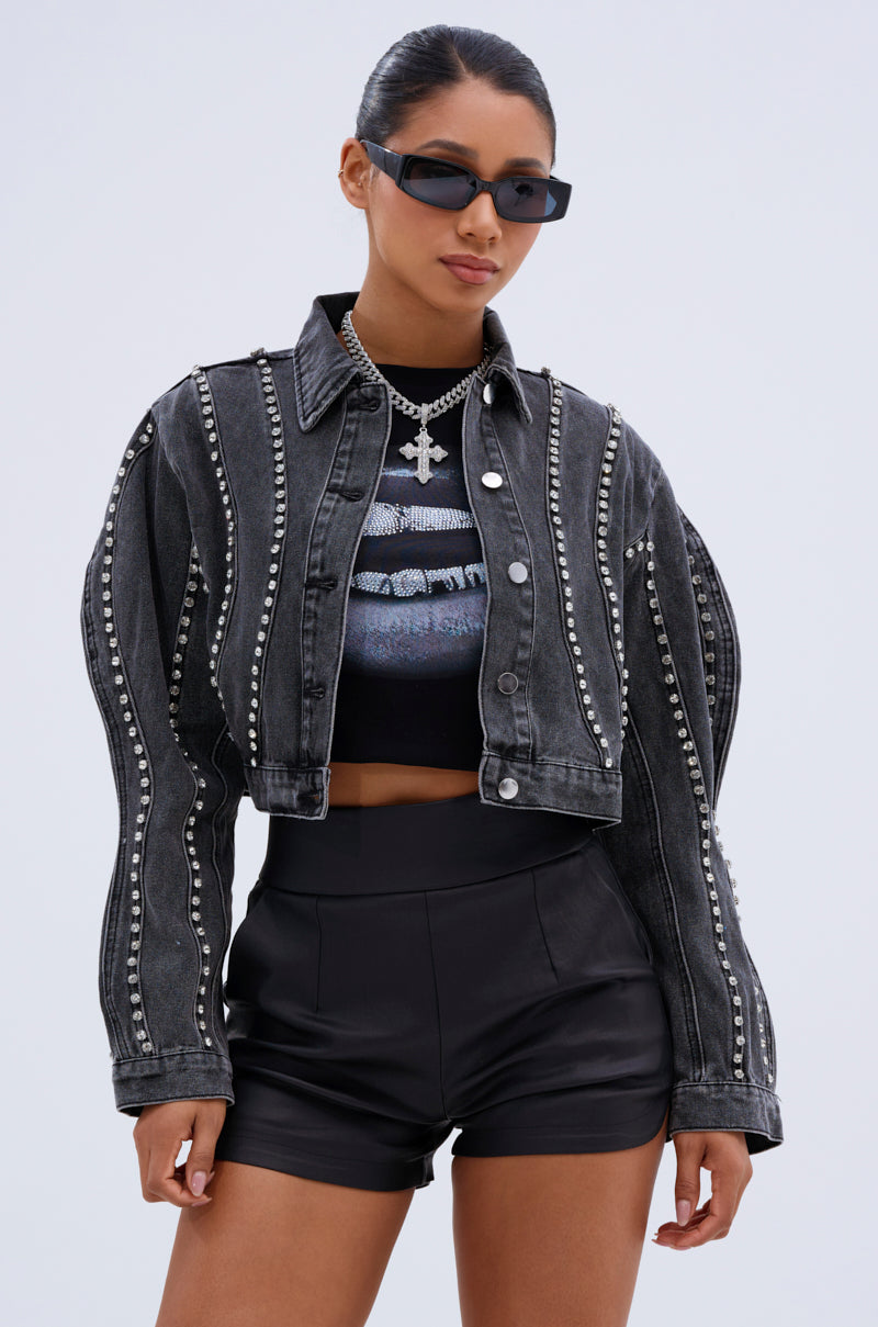 EXTRA EXTRA EMBELLISHED DENIM JACKET
