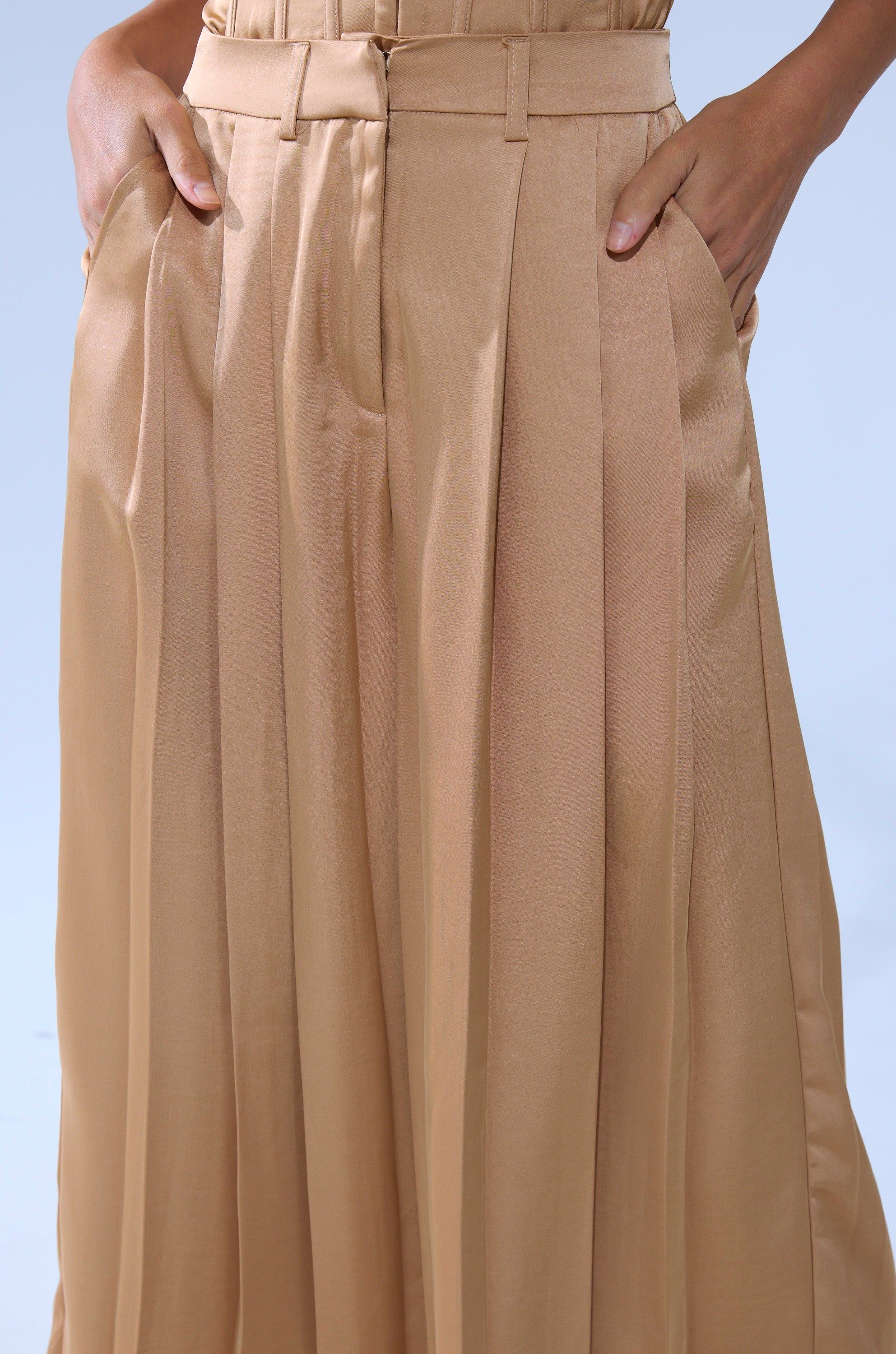 HANSEL MOCHA SATIN PALAZZO PANT