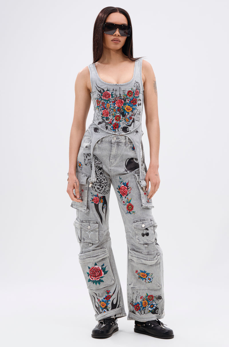 ARBOREAL DENIM CARGO PANTS