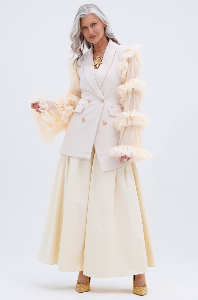LIVING OVER THE TOP RUFFLE SLEEVE BLAZER MINI DRESS
