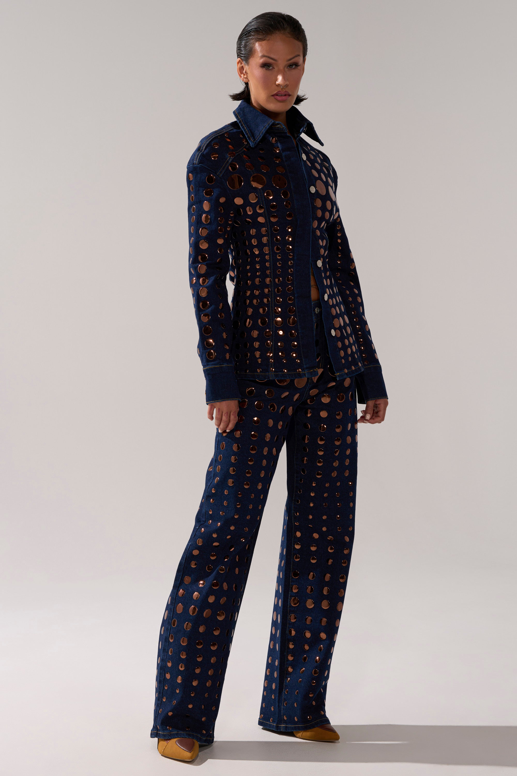 DISCO BABE DENIM BUTTON DOWN