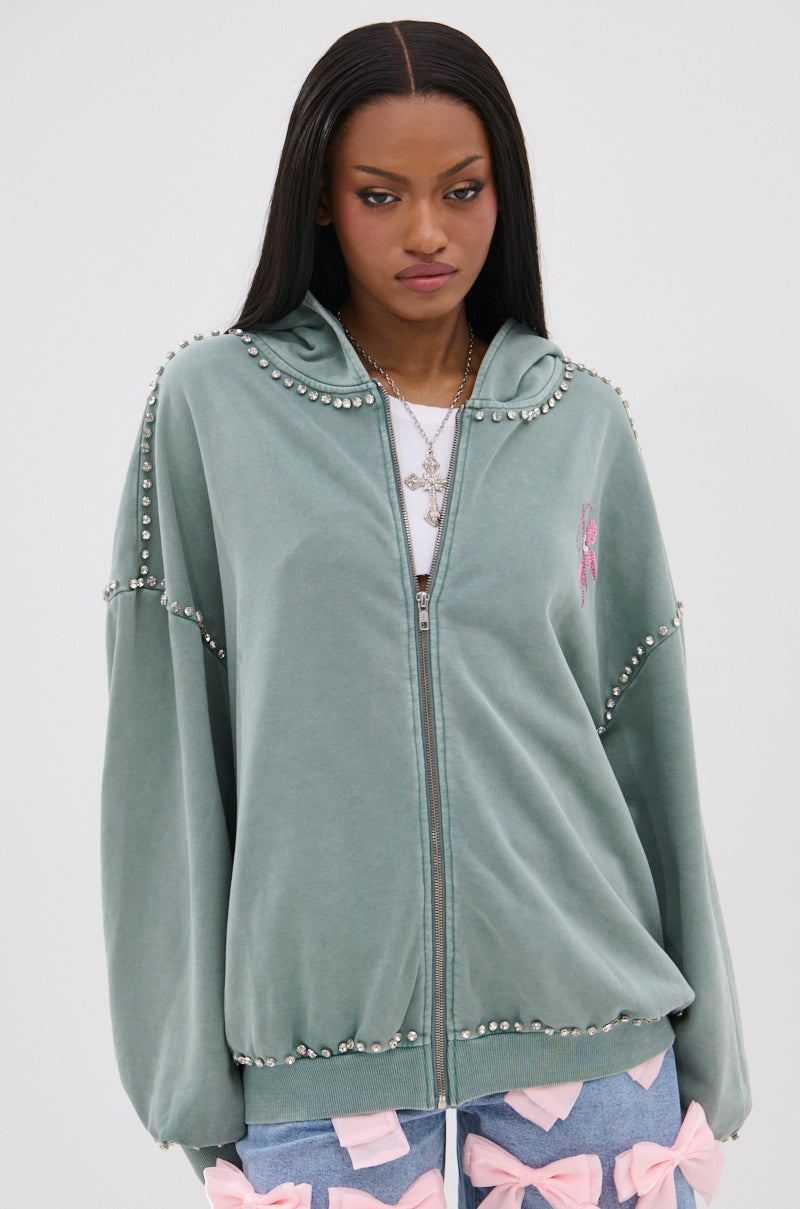 HAND MADE ZIP UP SWEATSHIRT