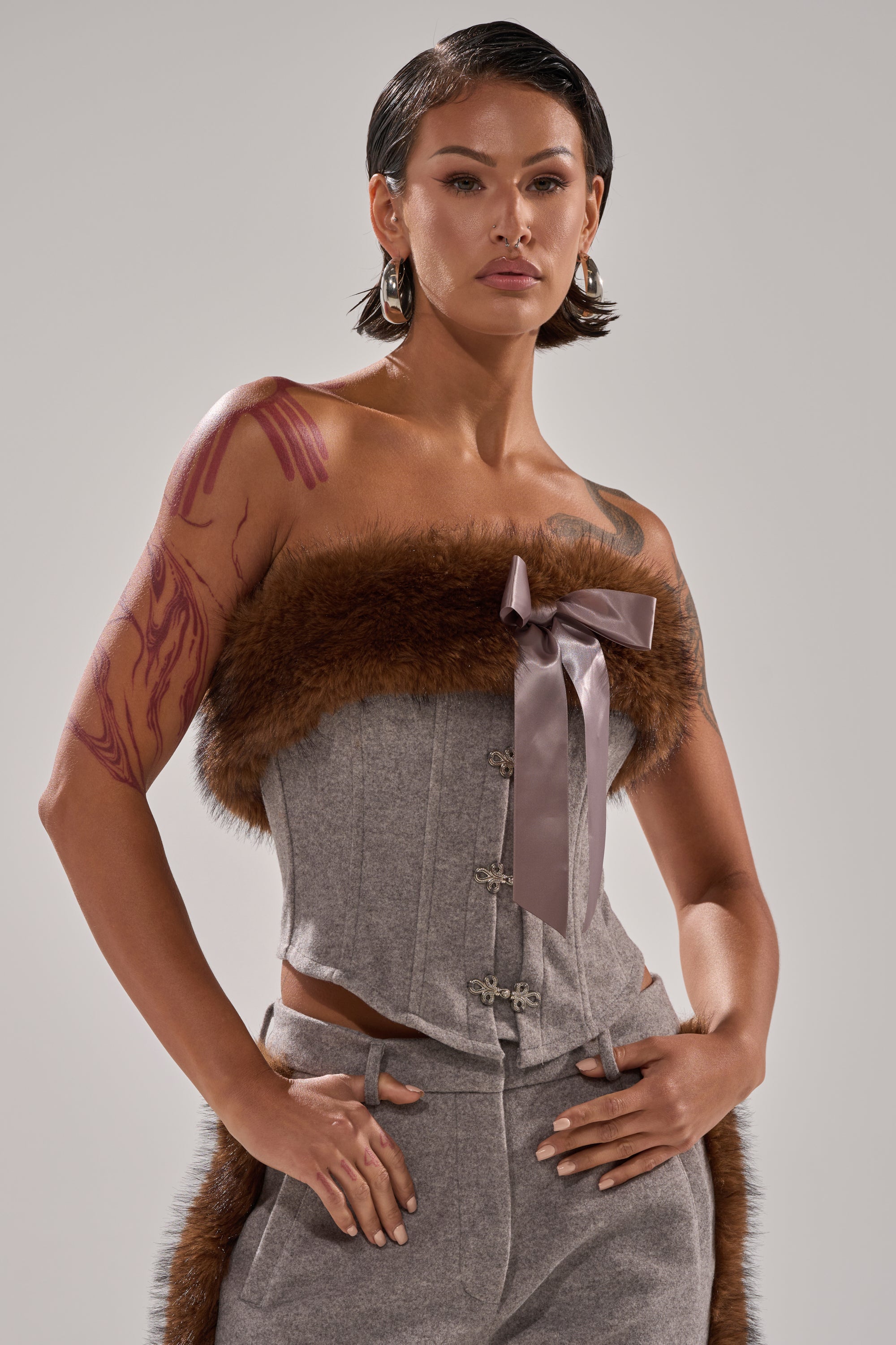 HALLE FUR TRIM CORSET