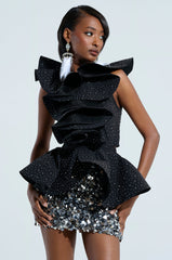 MS FASHIONISTA SLEEVELESS RHINESTONE BLOUSE