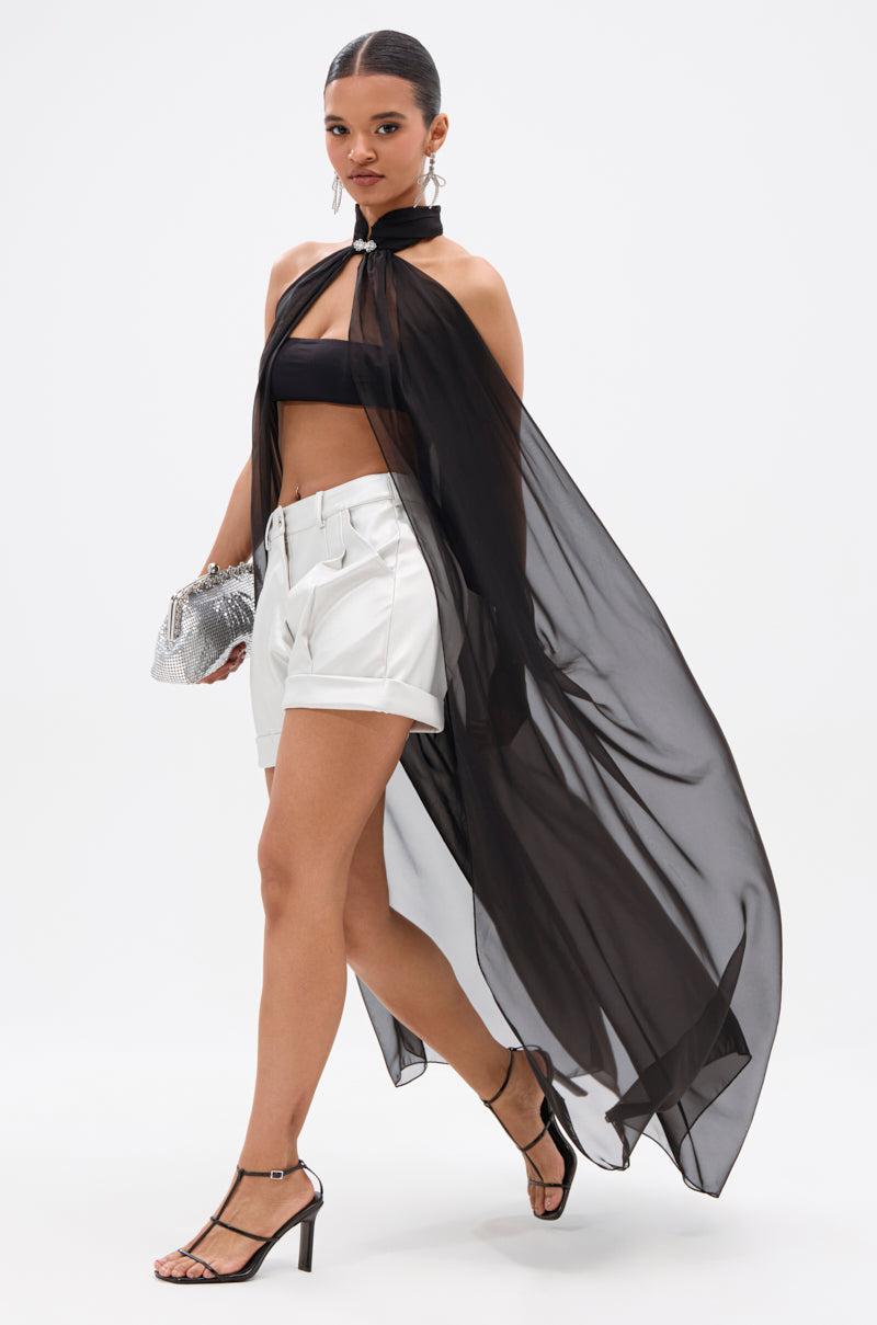 GLOWING CHIFFON BLOUSE IN BLACK
