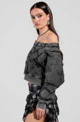DO TELL DENIM SWEASHIRT