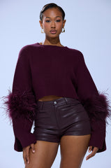 MILLY FEATHER TRIM SWEATER