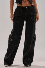 FEELING FRISKY CARGO DENIM PANT