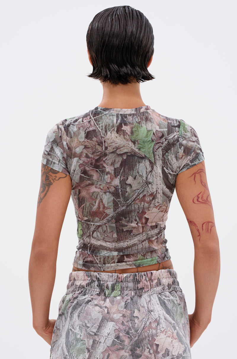 MEET ME HALFWAY PRINTED MESH TEE