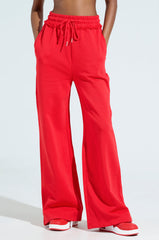 LOVERS CLUB WIDE LEG JOGGER IN RED