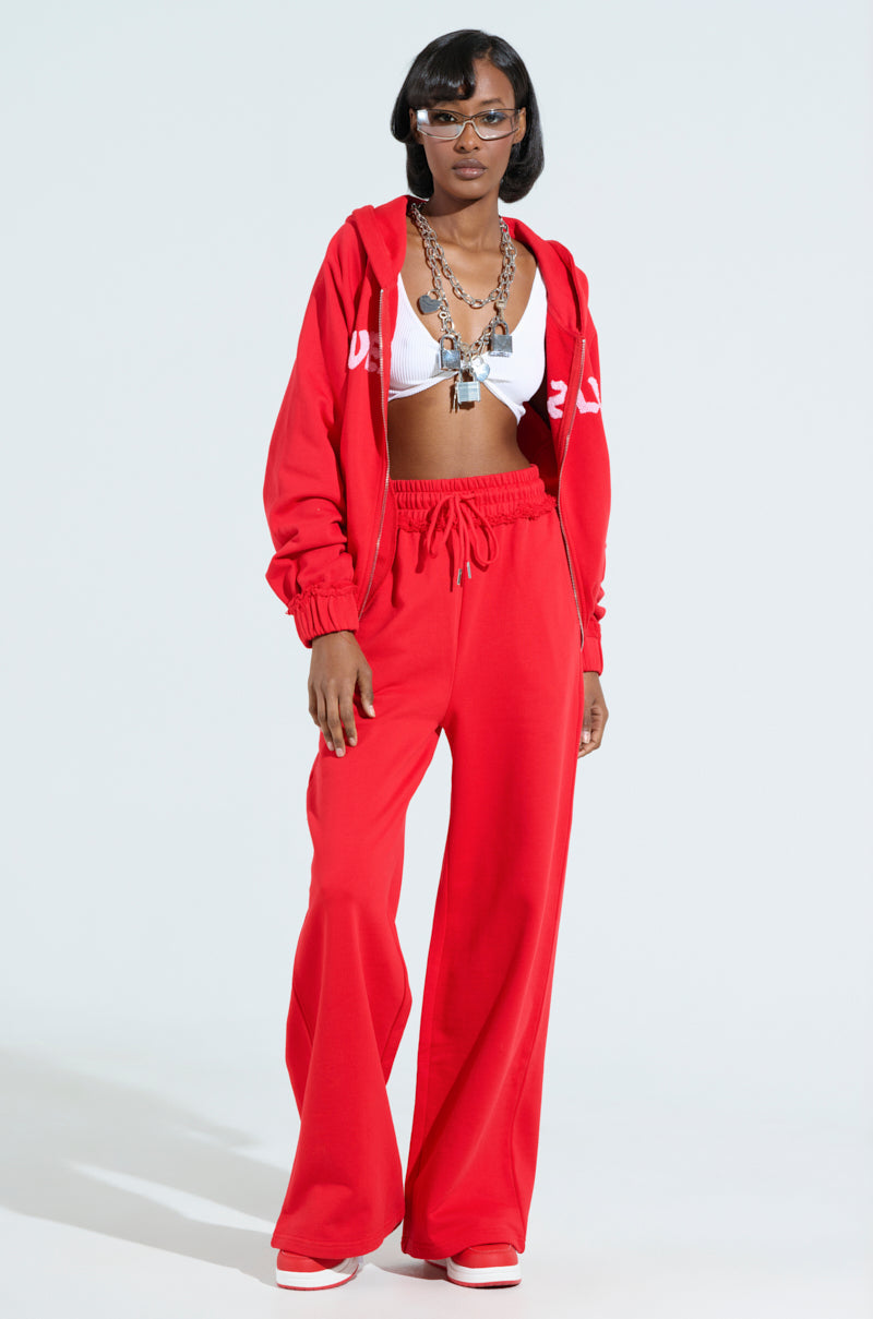 LOVERS CLUB WIDE LEG JOGGER IN RED