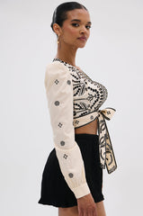 BELLINI FLORAL TIE FRONT TOP