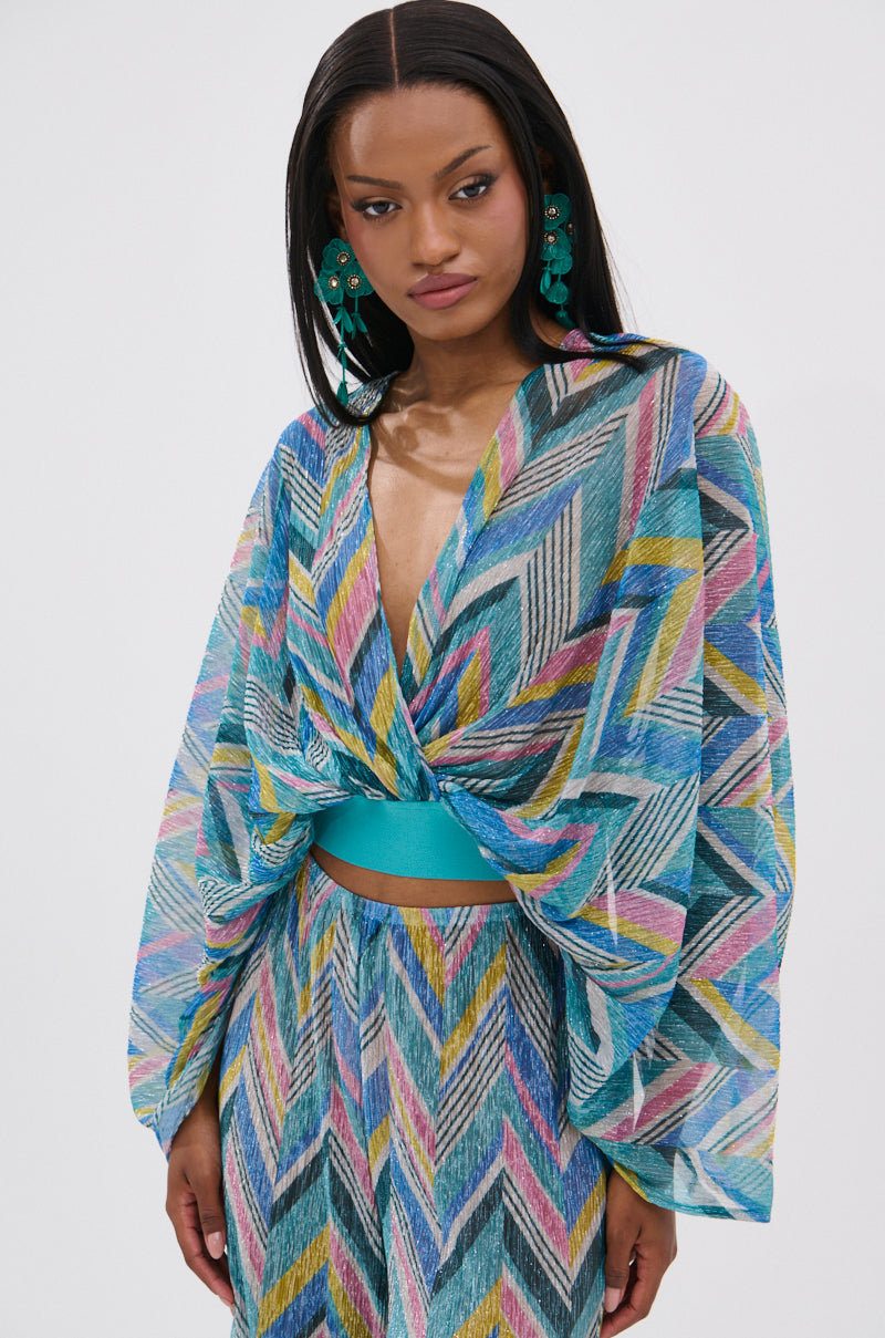 GRISELDA PRINTED CROP LONG SLEEVE TOP