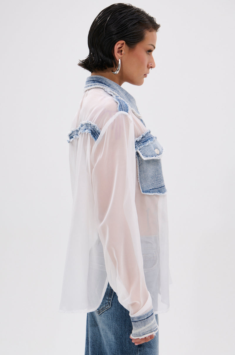 LET IT GO CHIFFON BUTTON DOWN