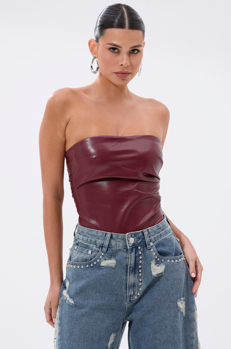 LUSH LIFE FAUX LEATHER BODYSUIT