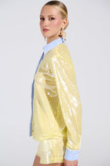 DOLLY SEQUIN BUTTON DOWN TOP