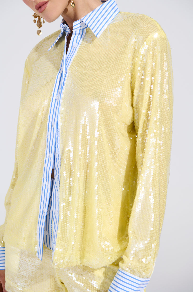 DOLLY SEQUIN BUTTON DOWN TOP