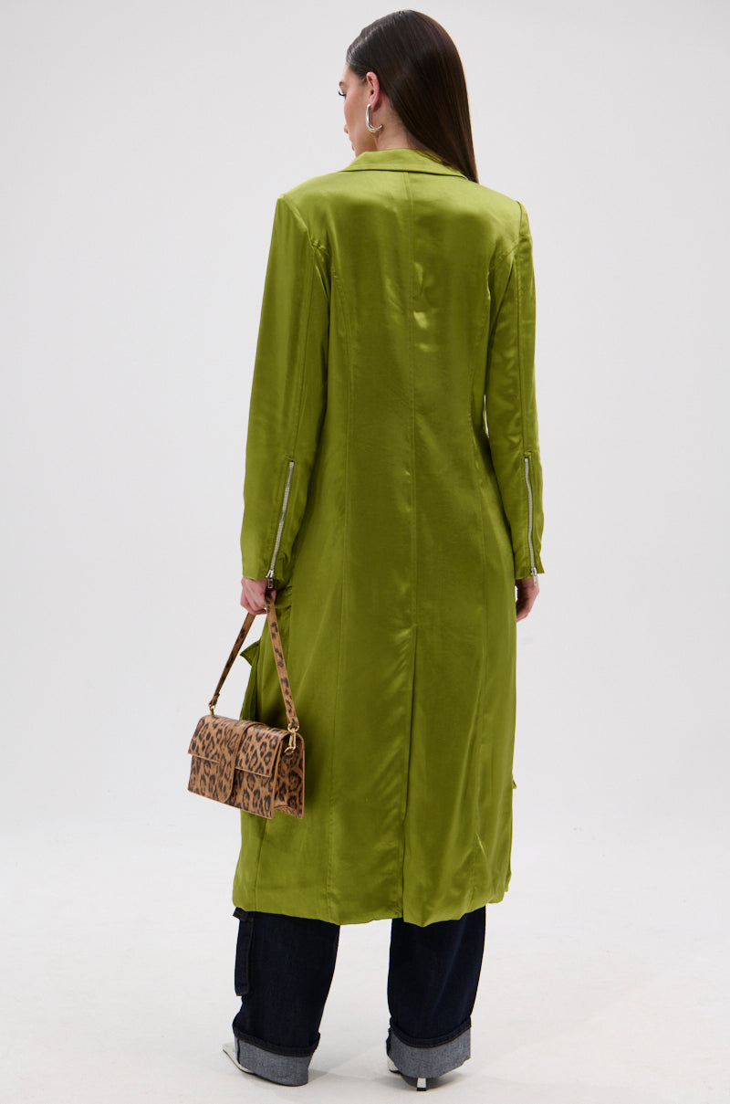OUTTA TIME SATIN CARGO TRENCH